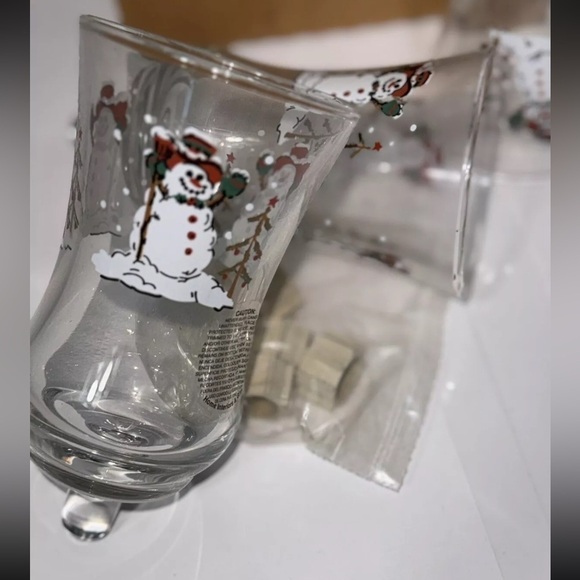 4 HOMCO / HOME INTERIORS PAINTED SNOWMAN VOTIVE CUPS - Picture 6 of 6